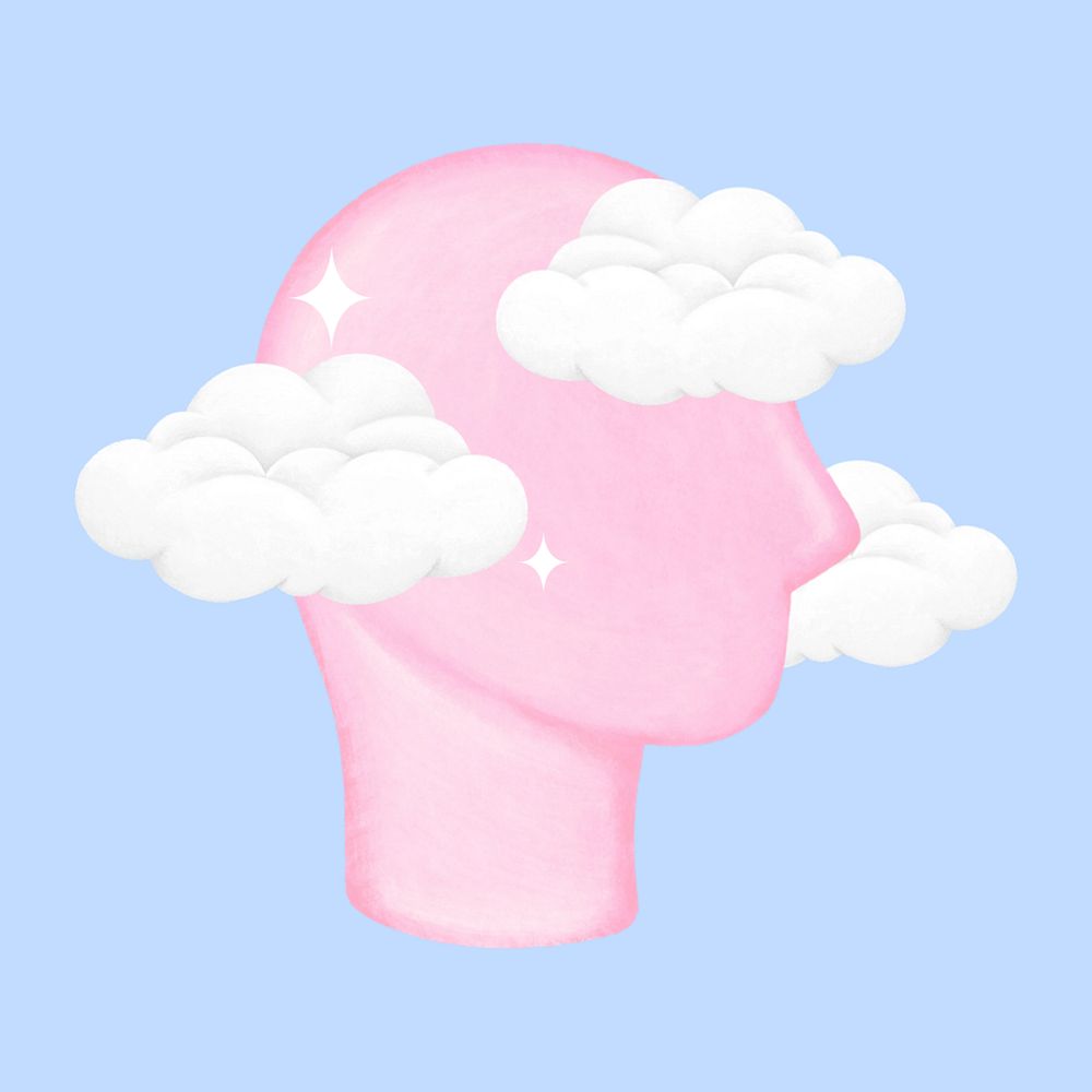 Pink cloud head, mental health remix, editable design