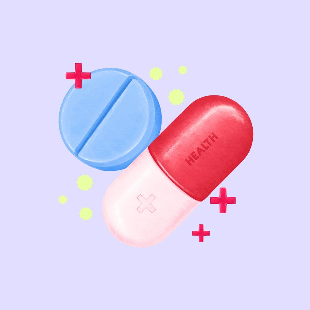 Medicine capsule tablet illustration, editable design