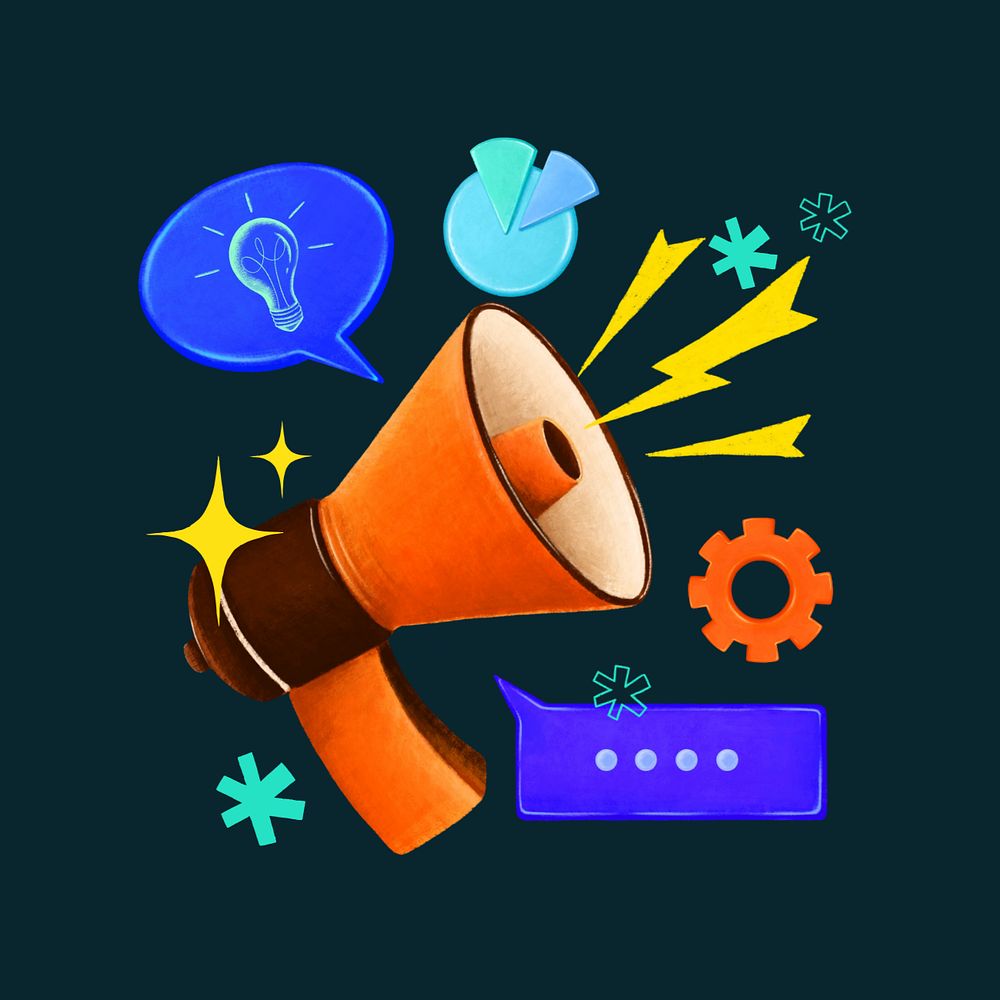 Marketing tool remix, orange megaphone illustration, editable design