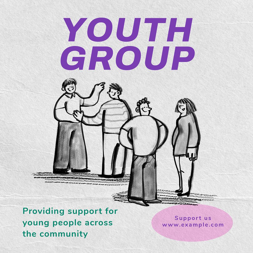 Youth group Facebook post template, editable design