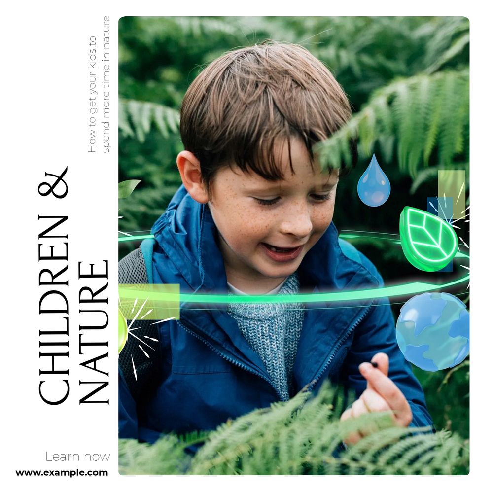 Children & nature Instagram post template, editable design