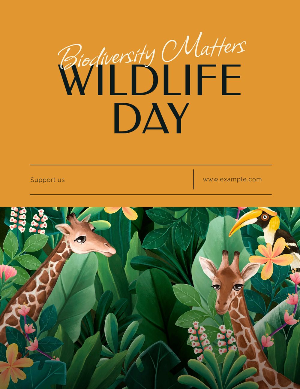 Wildlife day flyer template, editable text & design