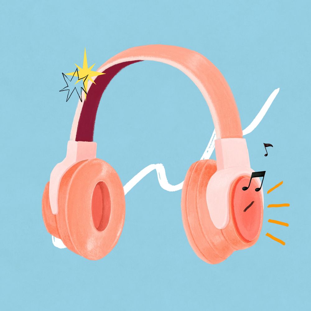 Music lover headphones, hobby illustration, editable design