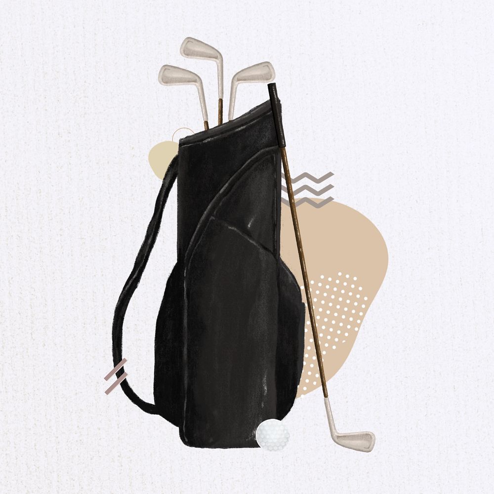 Golf bag sport, hobby illustration, editable design