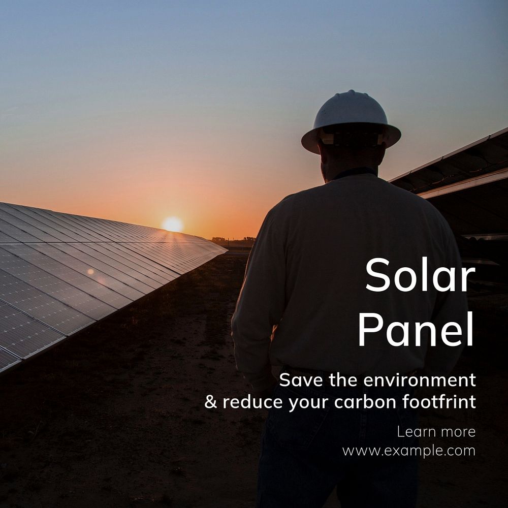 Solar panel Instagram post template, editable text