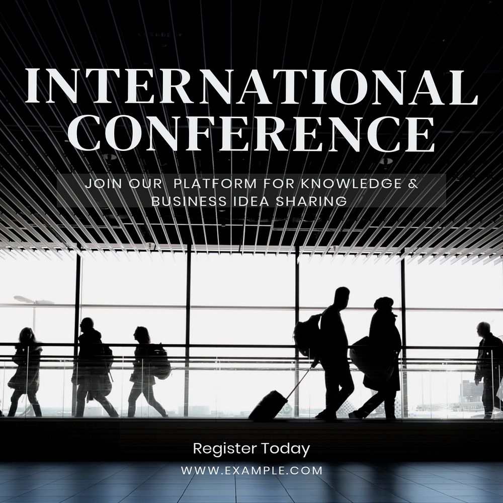 International conference Instagram post template, editable text