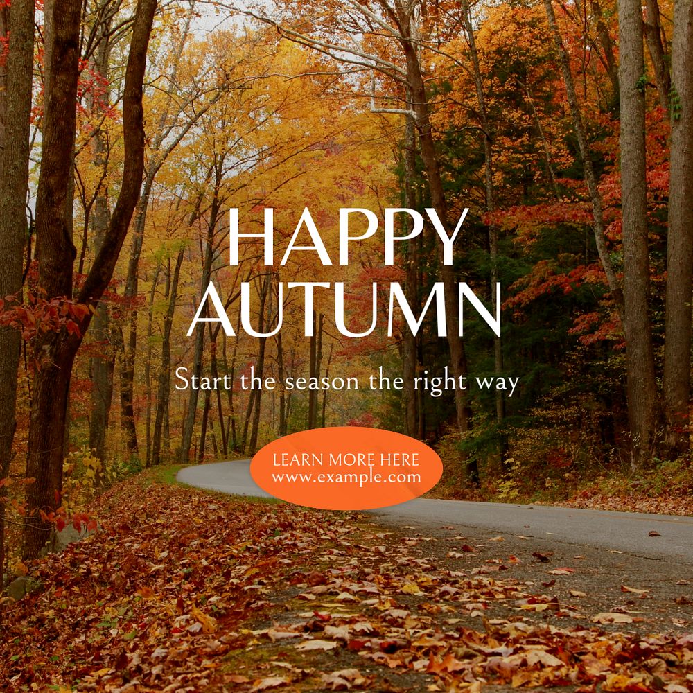 Happy autumn Instagram post template, editable text