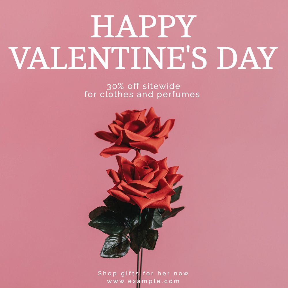 Valentine's day sale Instagram post template, editable text