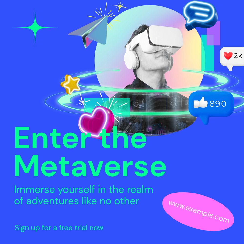 Metaverse Instagram post template, editable text