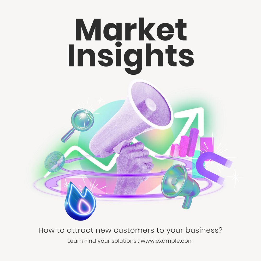 Market insights Instagram post template, editable text