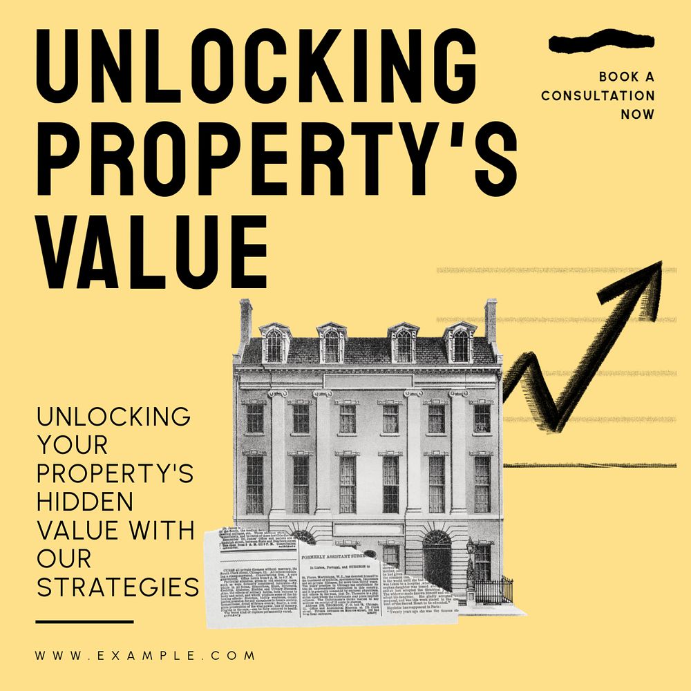 Property's value Instagram post template, editable text