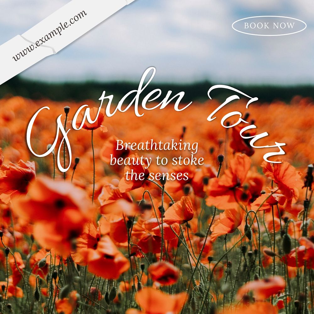 Garden tour Instagram post template, editable text