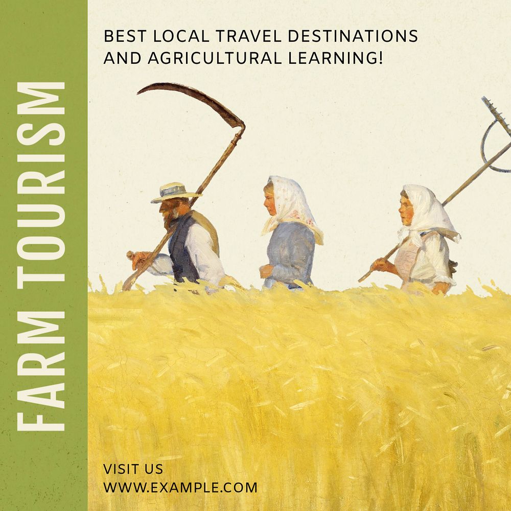 Farm tourism Instagram post template, editable text