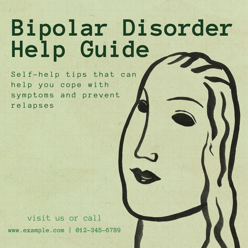 Bipolar guide Instagram post template, editable text