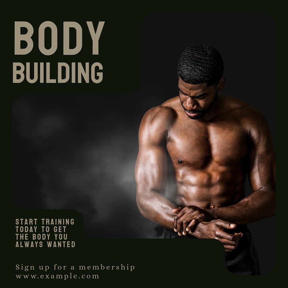 Body building Instagram post template, editable design