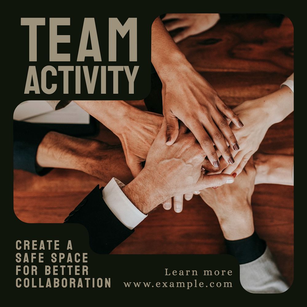 Team activity Instagram post template, editable text