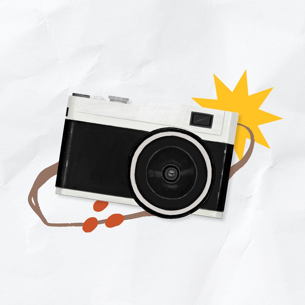 Flashing camera, travel illustration, editable design