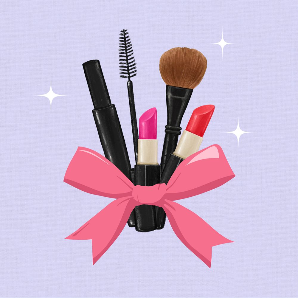 Makeup aesthetic, cosmetics illustration, editable design