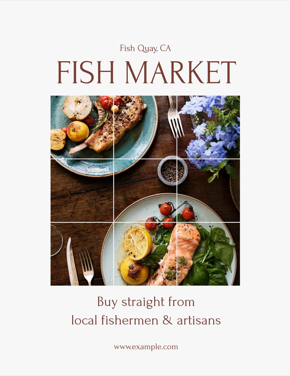 Fish market flyer template, editable text & design