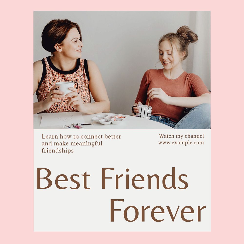 Best friends forever Instagram post template, editable text