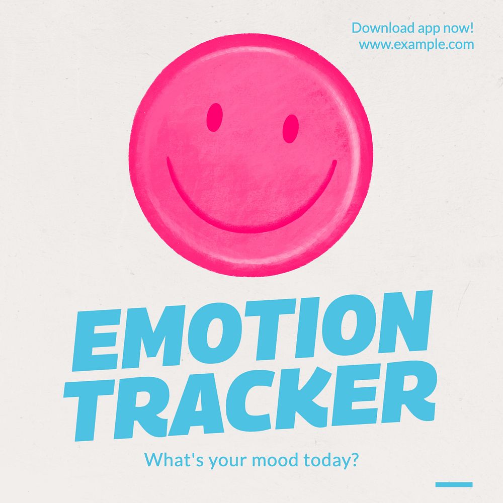 Emotion tracker Instagram post template, editable text