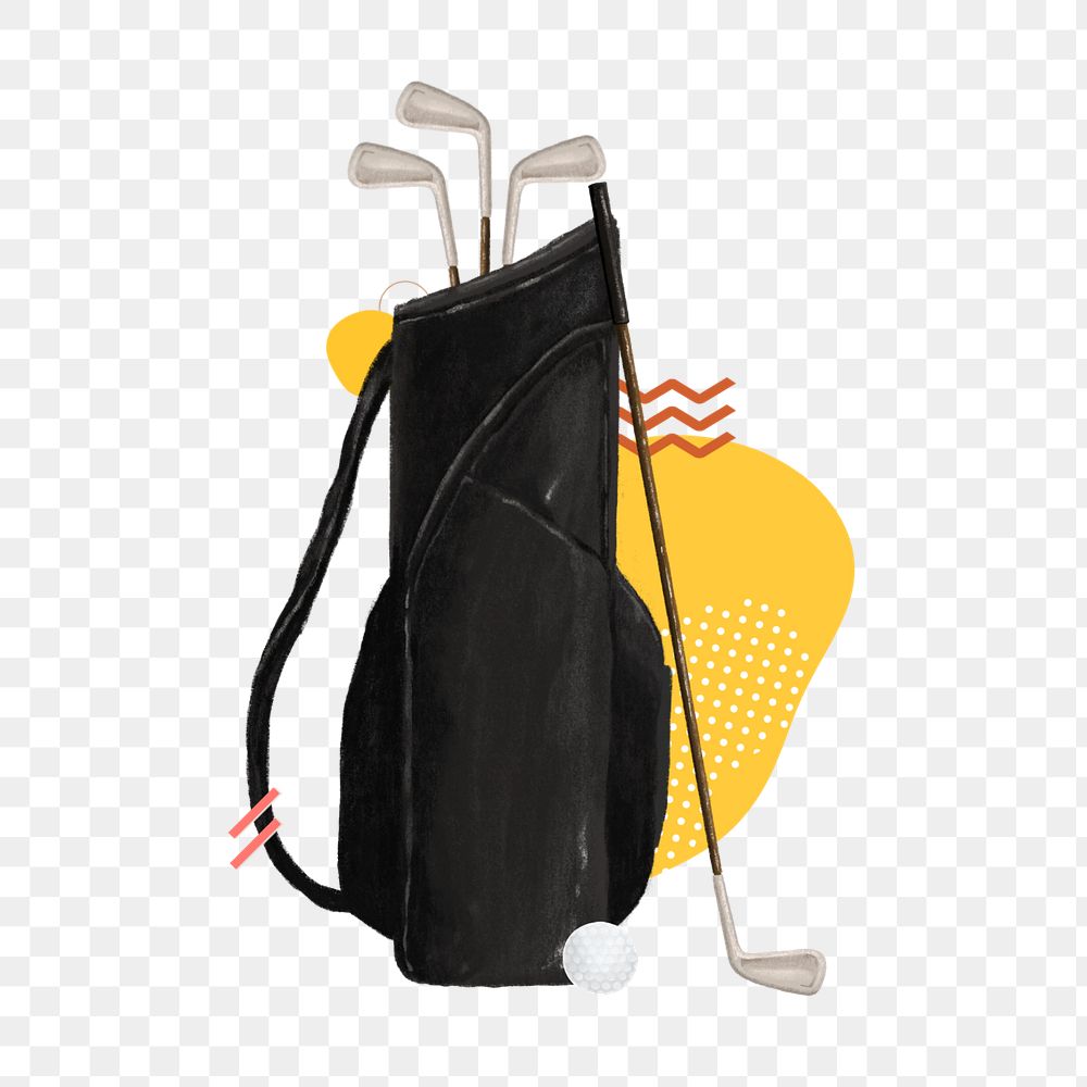 Golf bag sport png, hobby illustration, editable design