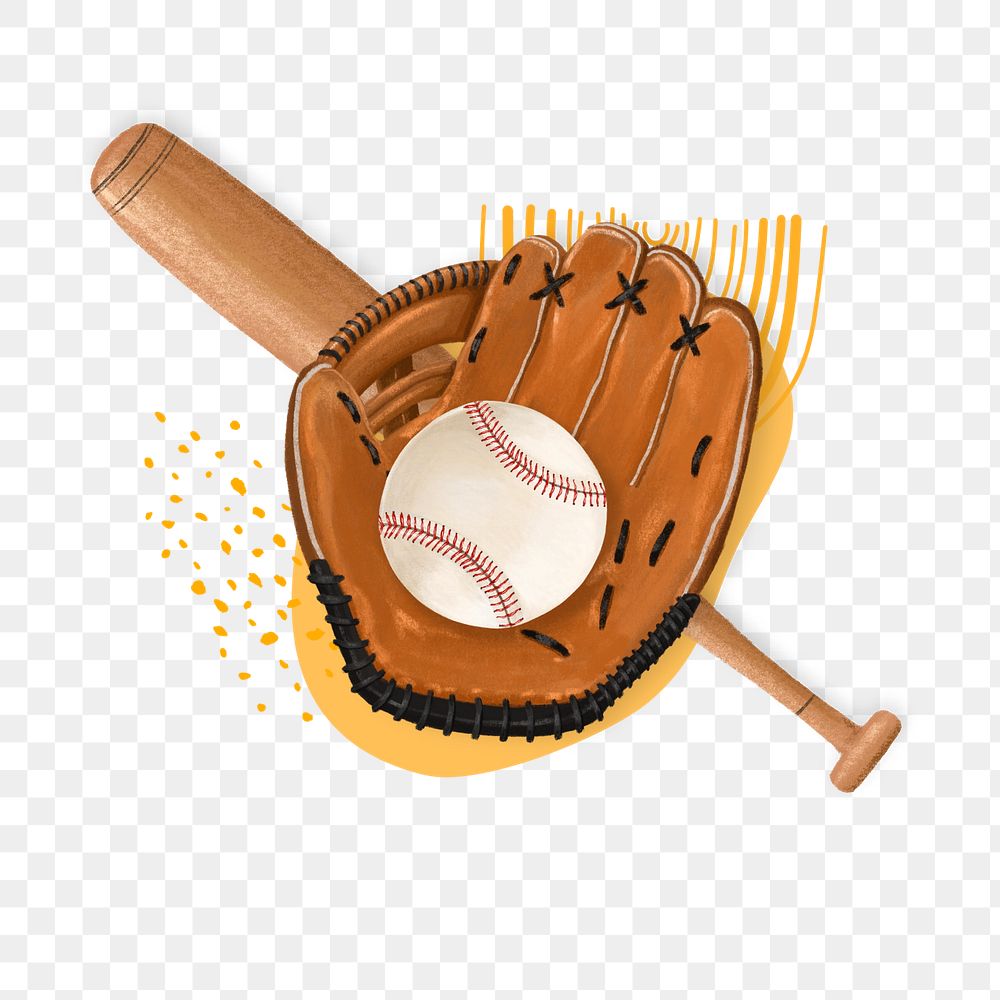 Baseball glove aesthetic png, sports illustration, editable design