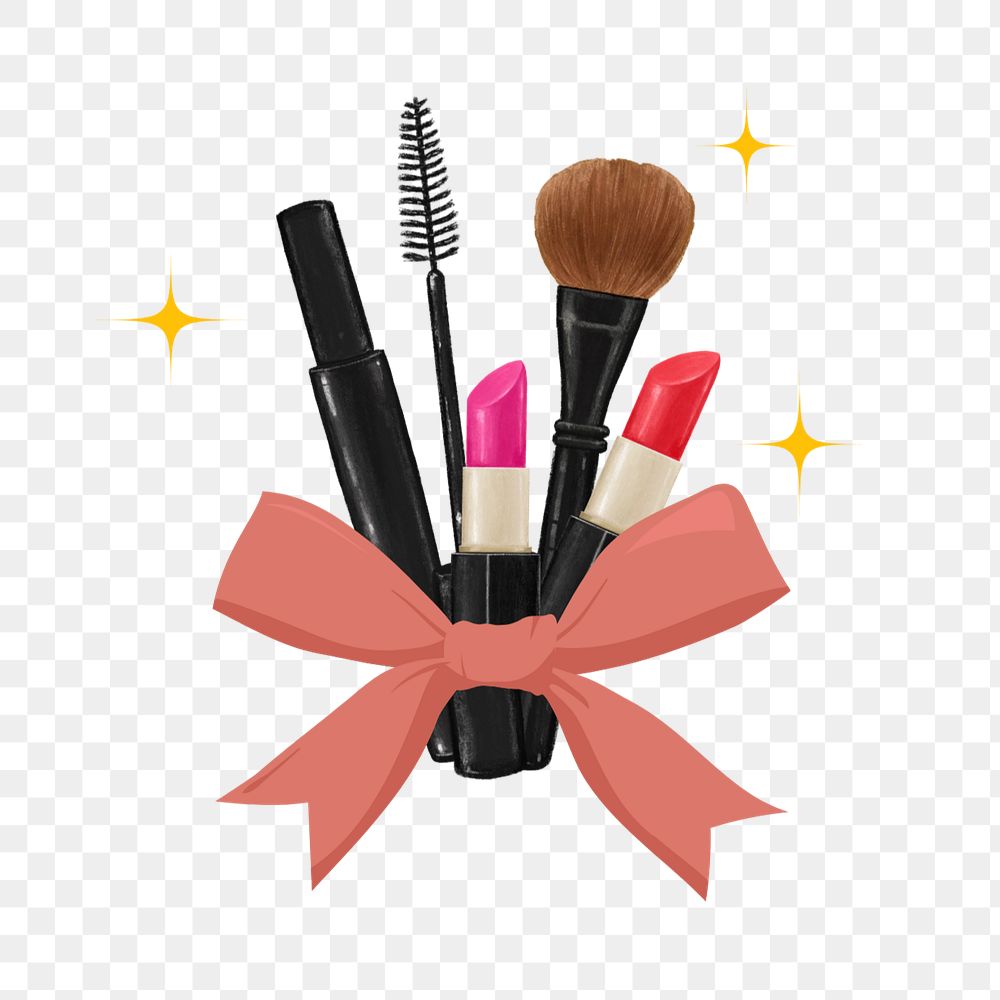 Makeup aesthetic png, cosmetics illustration, editable design