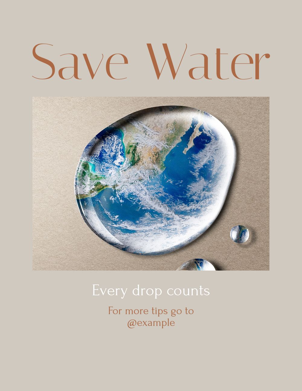 Save water flyer template, editable text & design