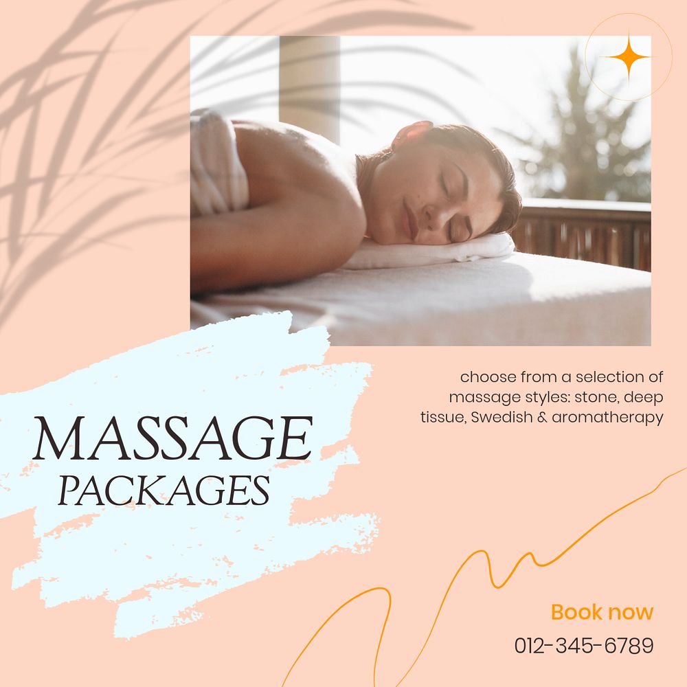 Massage packages Instagram post template, editable design