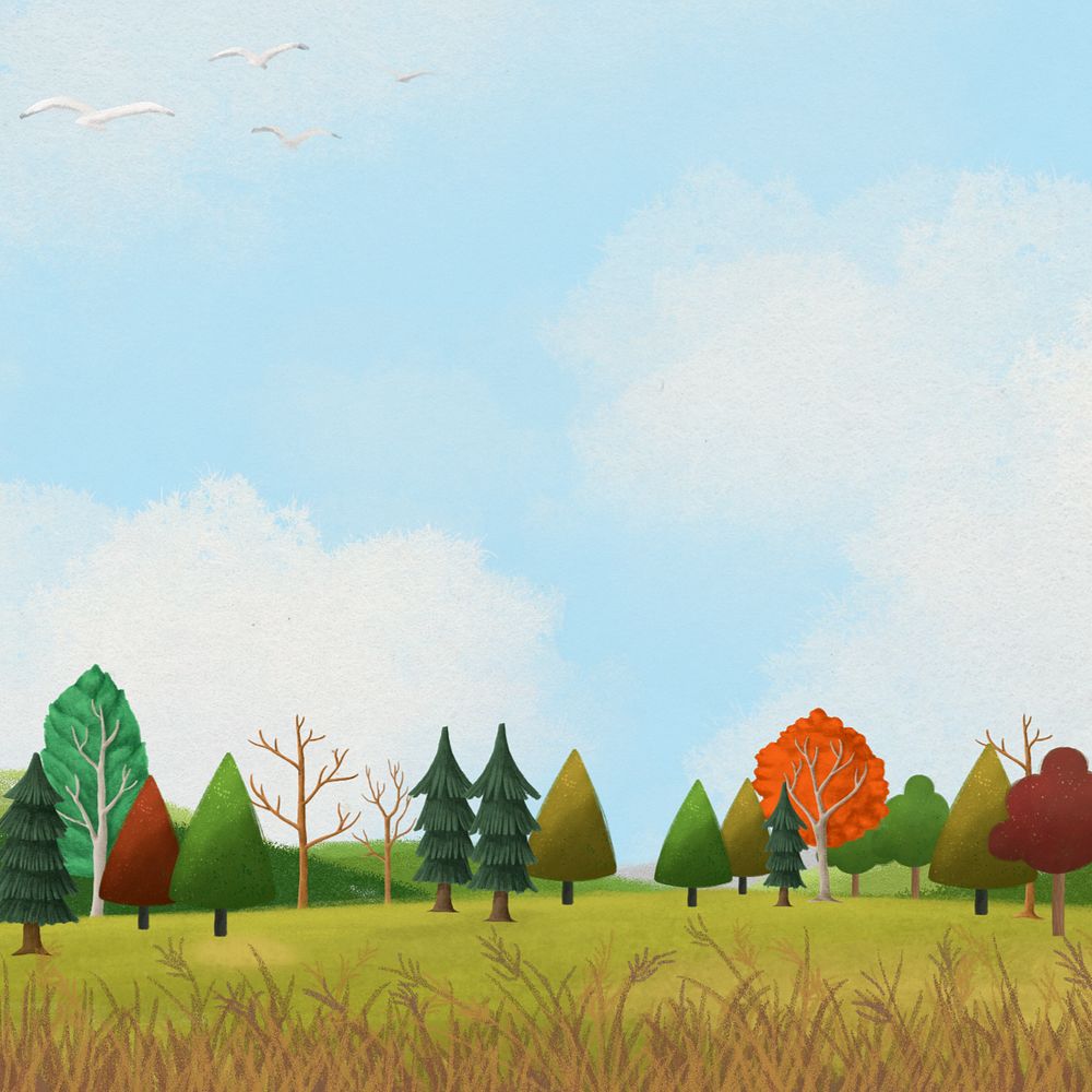 Aesthetic nature landscape background, blue sky illustration, editable design