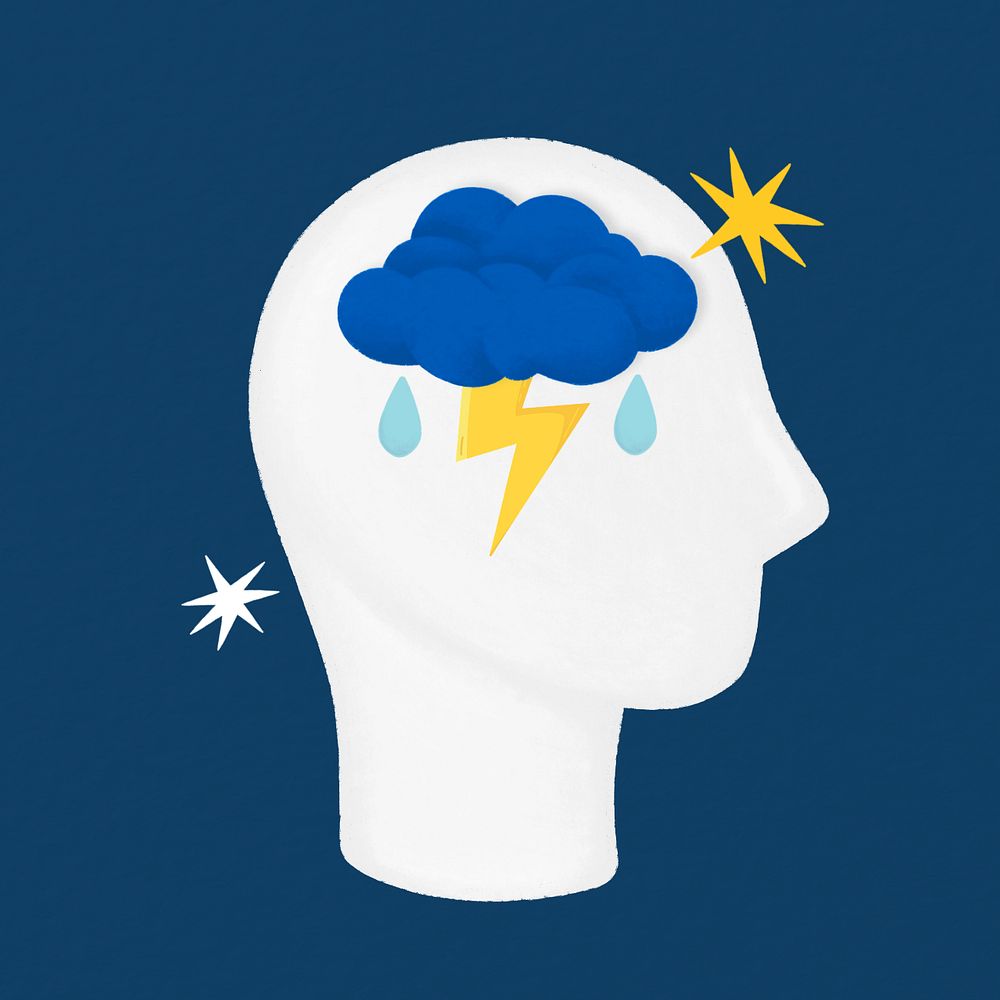 Depressed cloud head, mental health remix, editable design