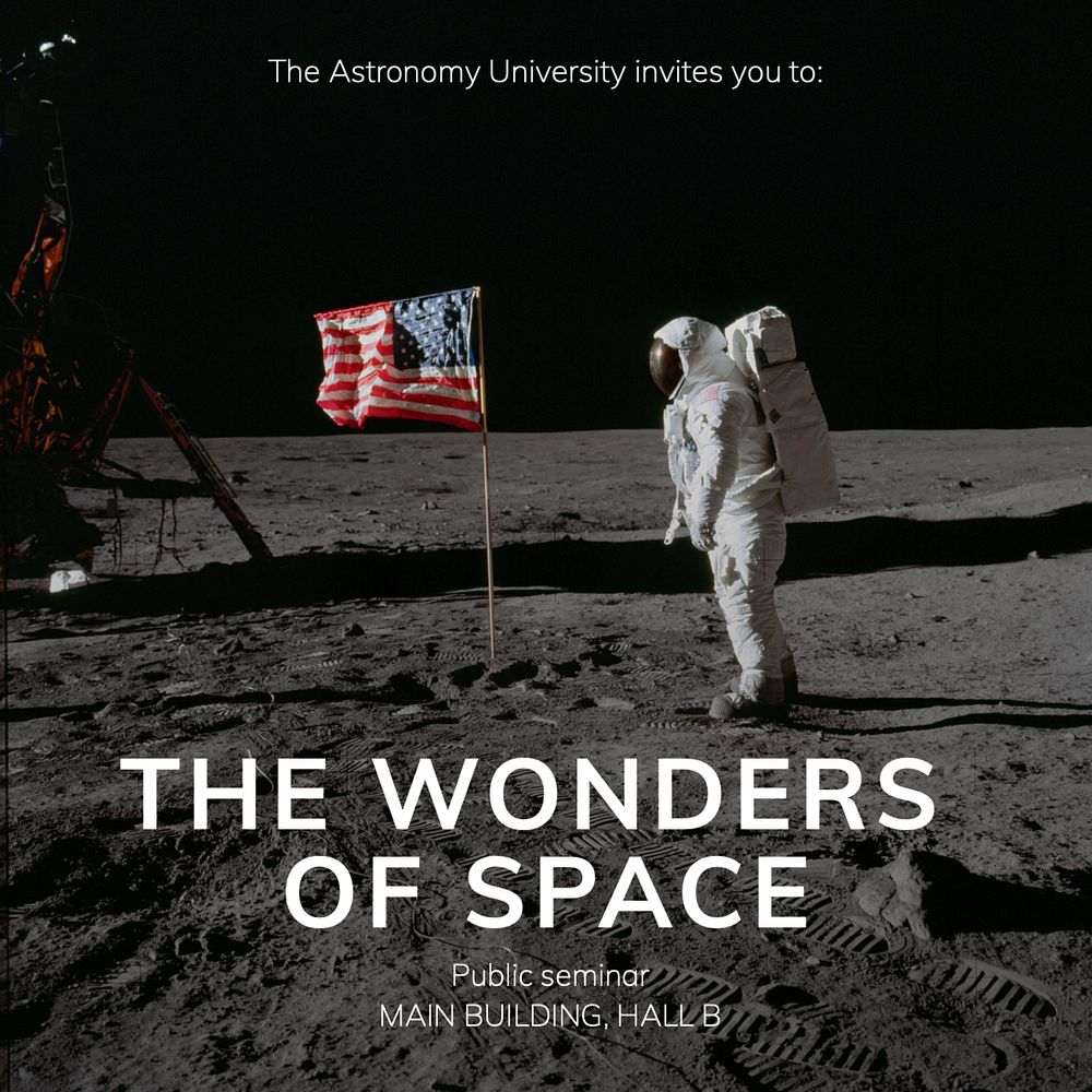 Wonders of space Instagram post template, editable text