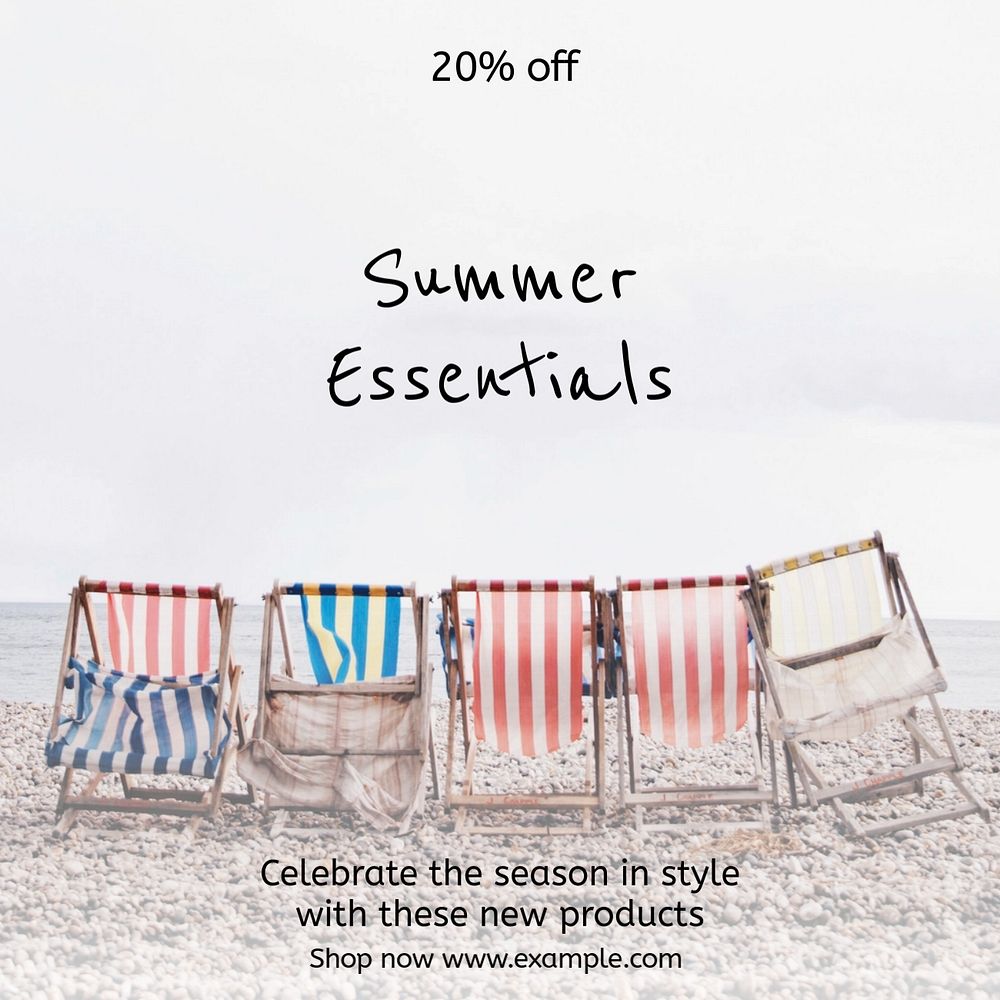 Summer essentials Facebook post template, editable design