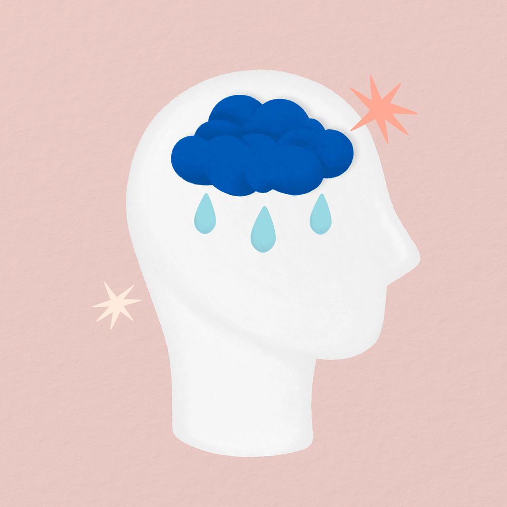 Depressed cloud head, mental health remix, editable design