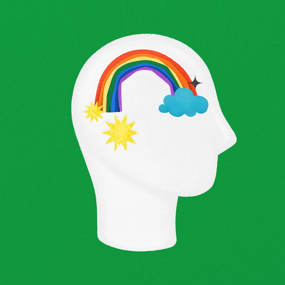 Rainbow head, mental health remix, editable design