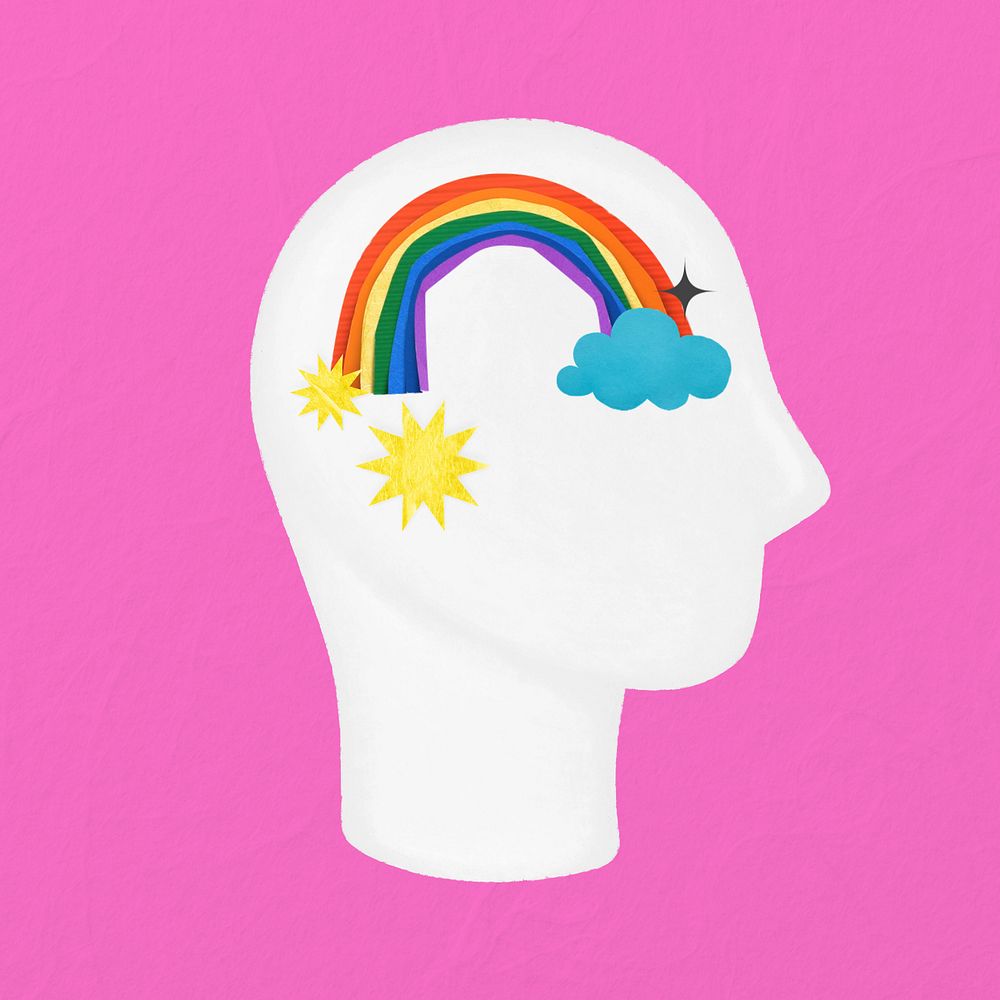 Rainbow head, mental health remix, editable design