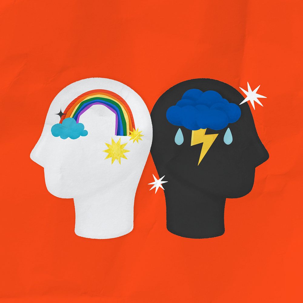 Rainbow cloud head, mental health remix, editable design