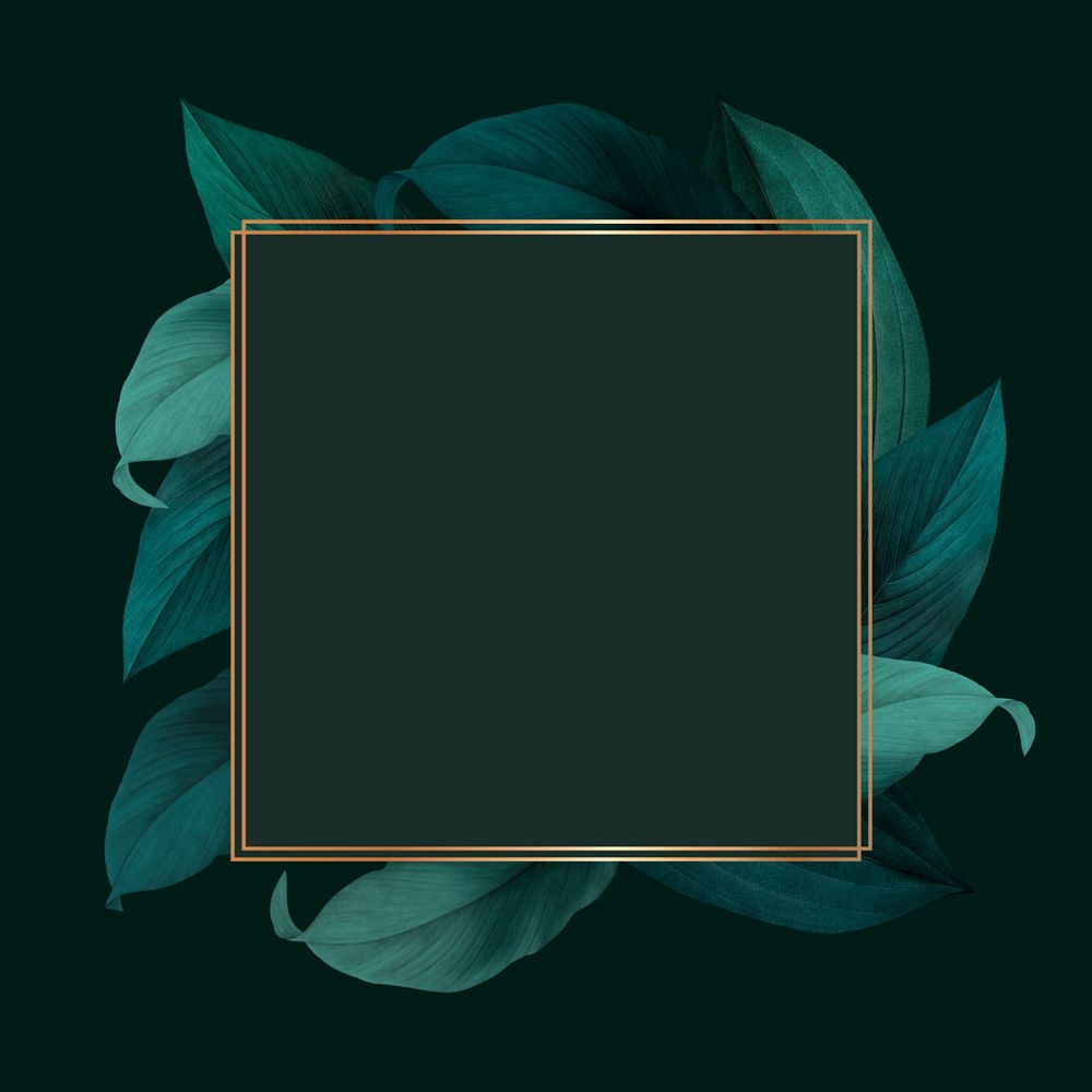 Square gold frame, editable leaf design