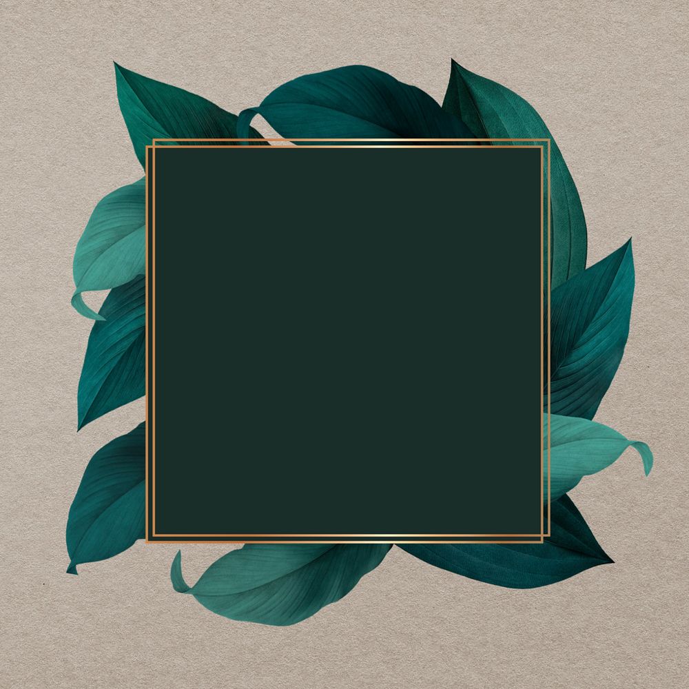 Square gold frame, editable leaf design