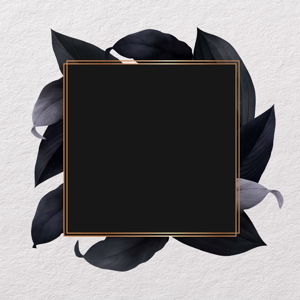 Square gold frame, editable leaf design