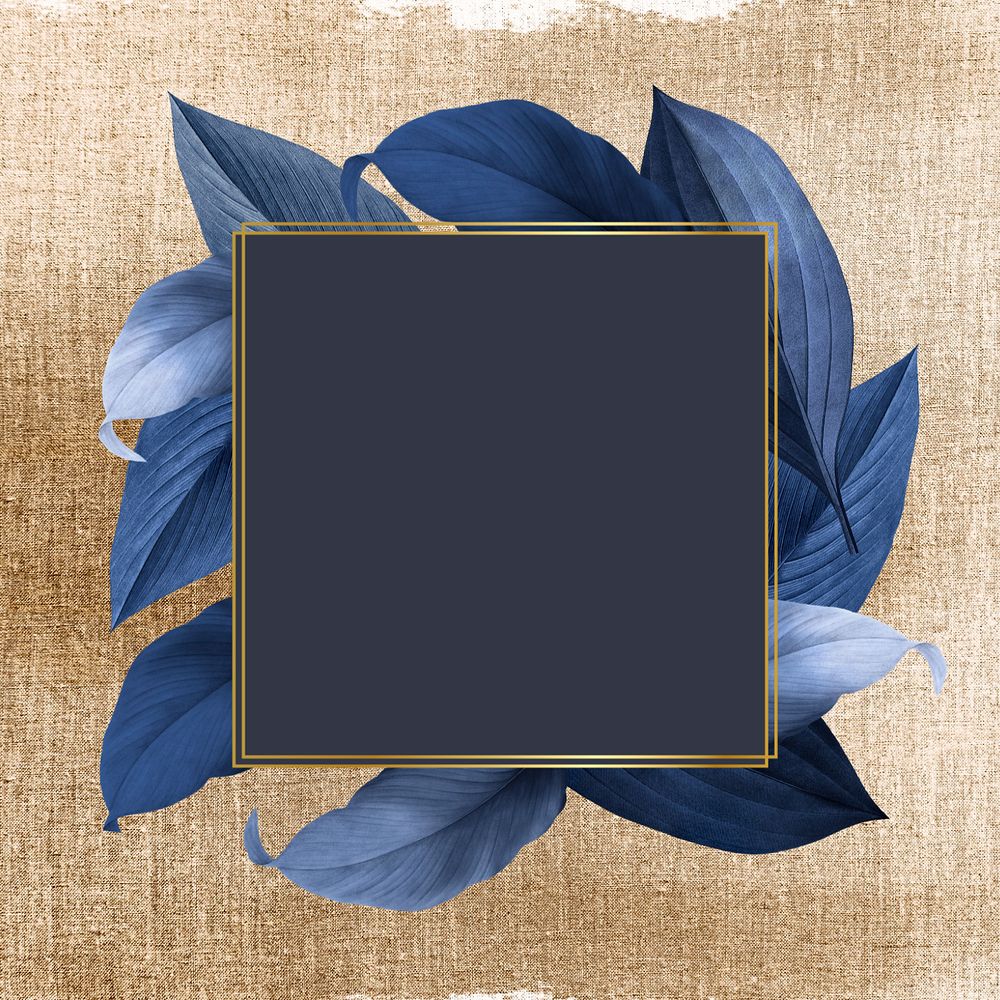 Square gold frame, editable leaf design