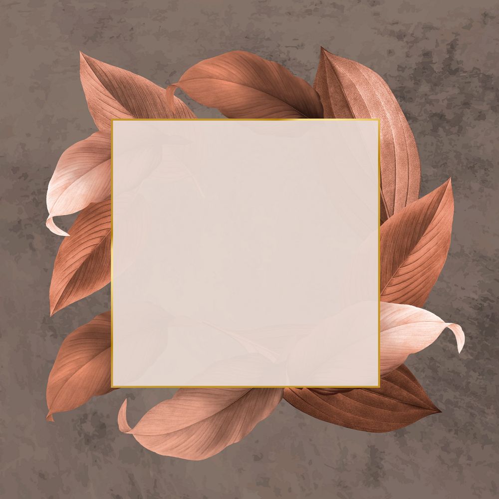 Square gold frame, editable leaf design