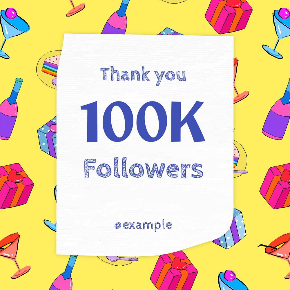 100k followers Instagram post template, editable text