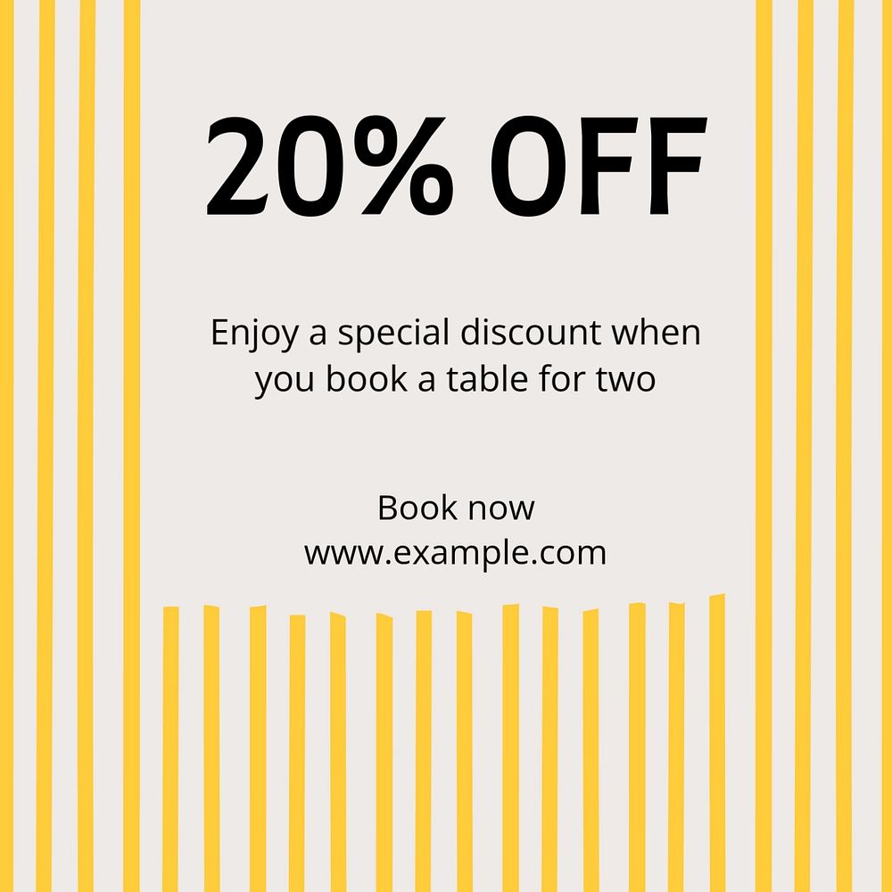 20% off Instagram post template, editable text