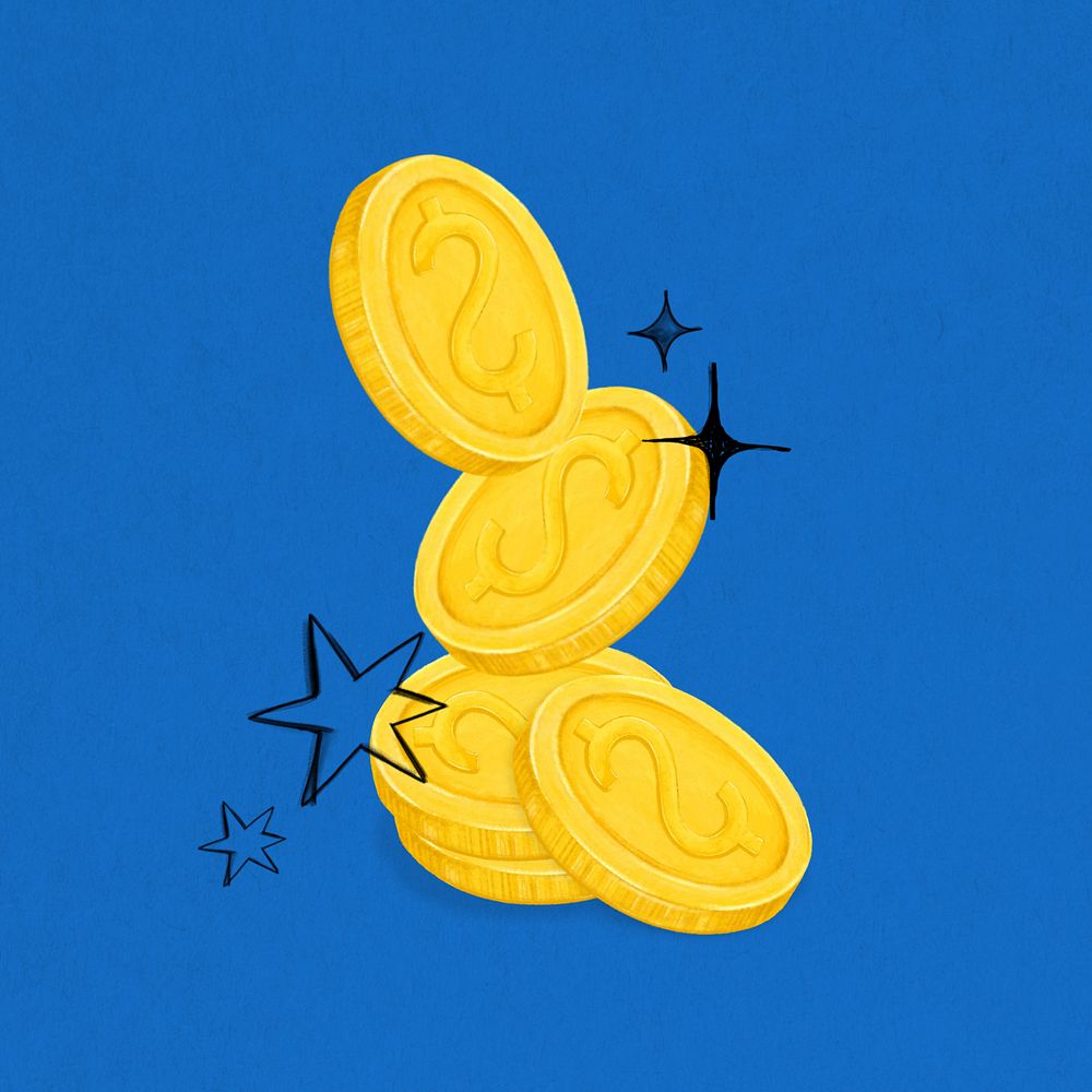 Gold stacked coin, money & finance illustration, editable design