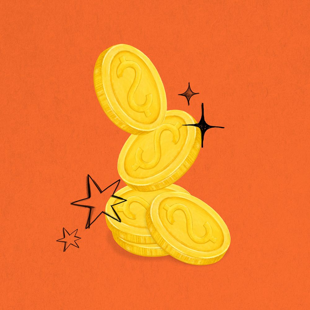 Gold stacked coin, money & finance illustration, editable design