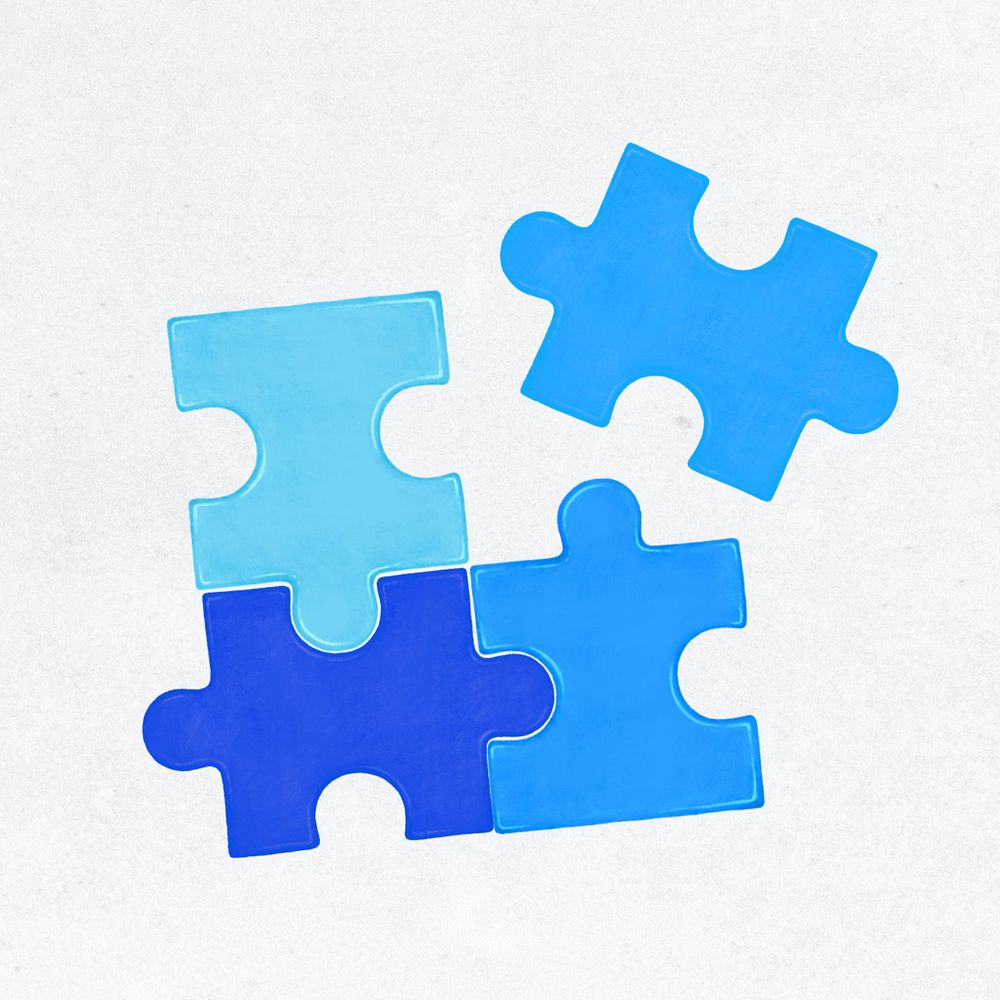 Blue jigsaw puzzle illustration, editable design