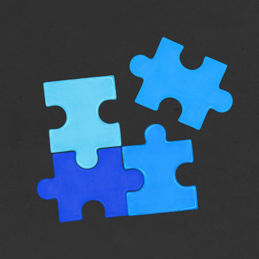 Blue jigsaw puzzle illustration, editable design