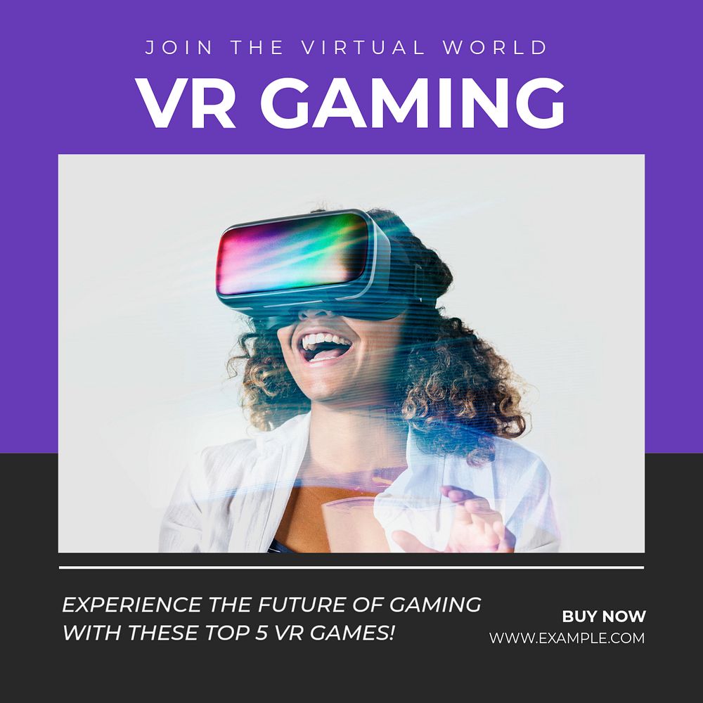 VR games Instagram post template, editable text